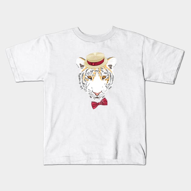 Hipster amur tiger Kids T-Shirt by kavalenkava